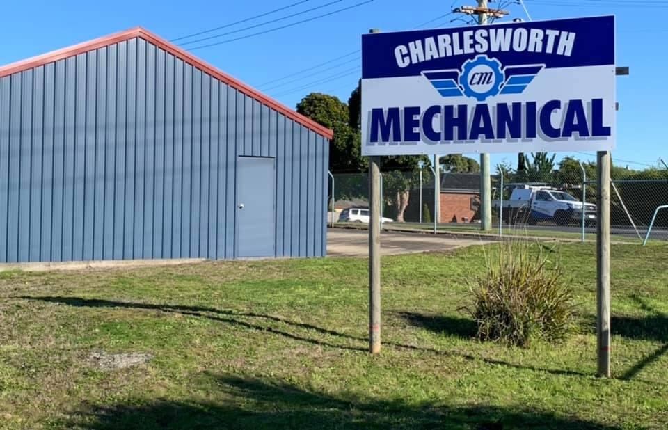 The Charlesworth Mechanical roadside sign outside the workshop